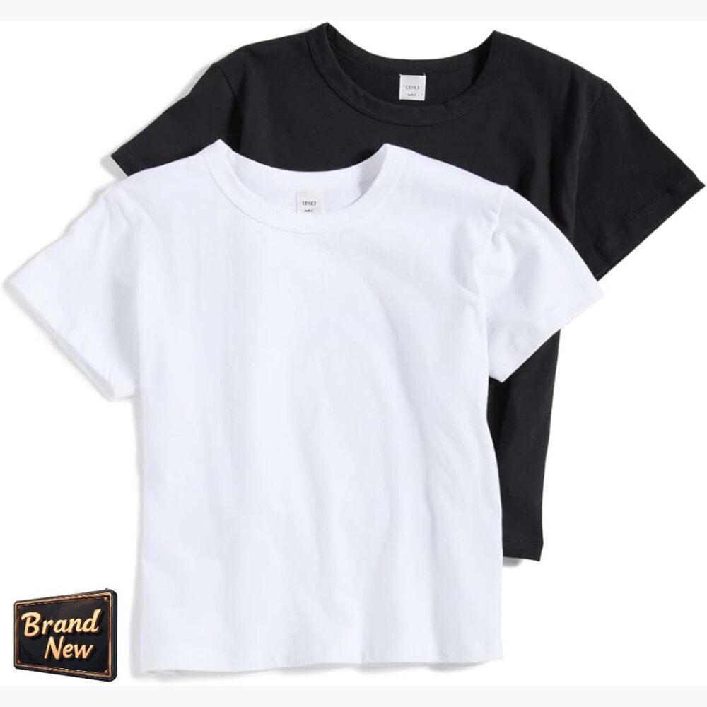 2 Pack Women's Crew Neck Short Sleeve T-Shirts Lightweight Jersey Fabric